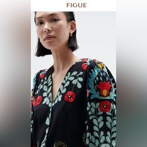 NWT Figue Mylah Embroidered Blouse